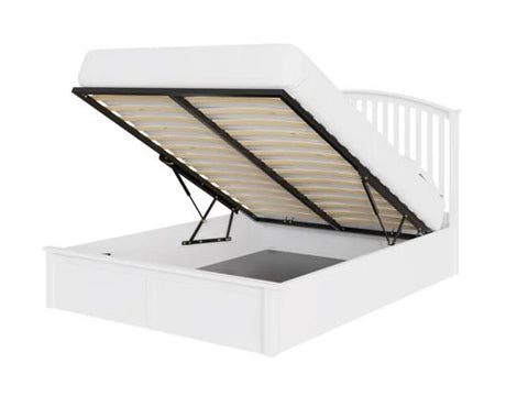 Madrid Wooden Ottoman Double Bed - White