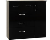 NEVADA 5 DRAWER LOW WARDROBE - BLACK GLOSS