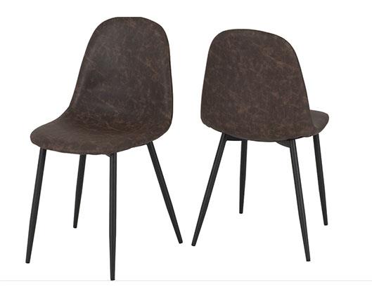 HAMILTON & ATHENS MEDIUM DINING SET (X4 CHAIRS) - MEDIUM OAK EFFECT/BROWN FAUX LEATHER