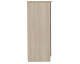 Neptune 5 Drawer Low Wardrobe - Grey Gloss/Light Oak Effect Veneer