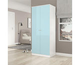 DENVER 2 DOOR WARDROBE - WHITE/BLUE GLOSS