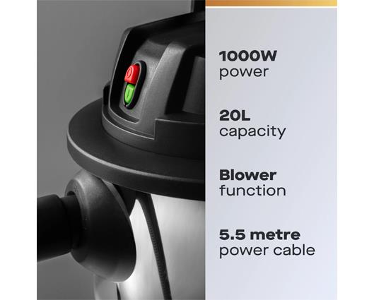 Daewoo 20L Wet & Dry Cylinder Vacuum Cleaner