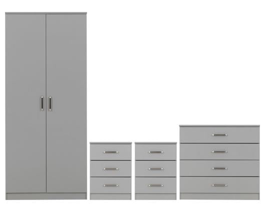 DAKOTA 2 DOOR WARDROBE BEDROOM SET - LIGHT GREY