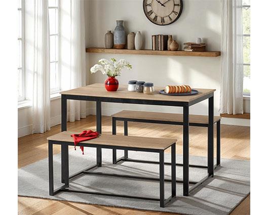 LINCOLN 1+2 DINING BENCH SET - SONOMA OAK EFFECT/BLACK