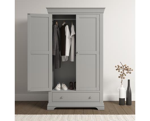 BORDEAUX 2 DOOR WARDROBE - PEBBLE GREY