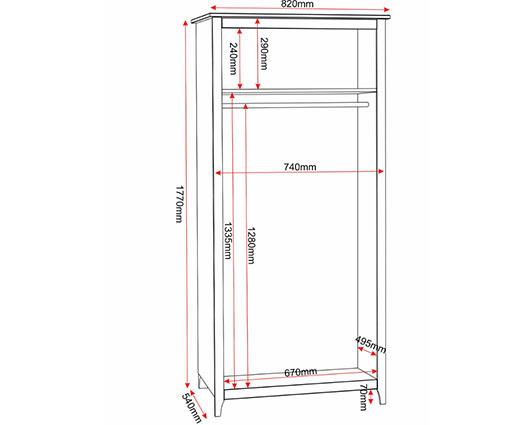 OSLO 2 DOOR WARDROBE - ANTIQUE PINE