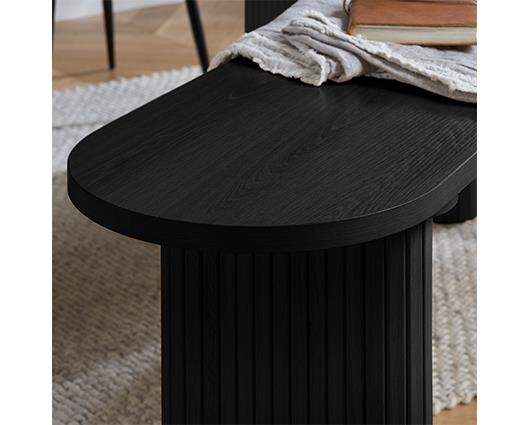 Axel Oval Fluted Dining Table with 2 Fabric Chairs and 1 Bench - Black