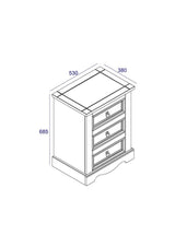 Corona Premium 3 Drawer Bedside Cabinet