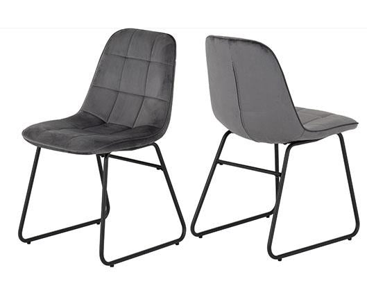 HAMILTON & LUKAS LARGE DINING SET (X6 CHAIRS) - MEDIUM OAK EFFECT/GREY VELVET