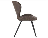 MARLOW & QUEBEC DINING SET (X4 CHAIRS) - WHITE MARBLE/BROWN FAUX LEATHER