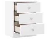 DENVER 3 DRAWER BEDSIDE - WHITE GLOSS