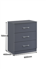 Highbury 3 Piece Bedroom Set - Dark Grey