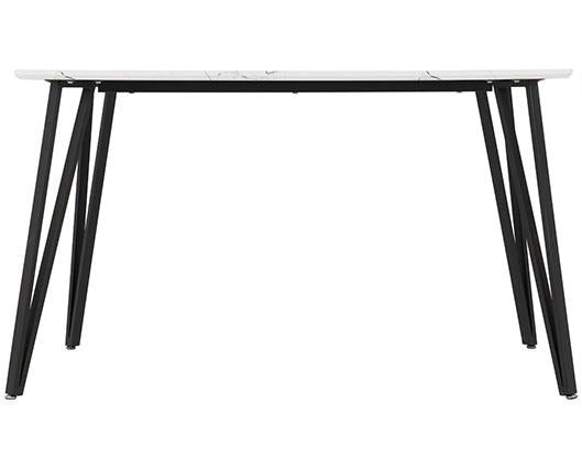 MARLOW & AVERY DINING SET (X4 CHAIRS) - WHITE MARBLE/GREY VELVET