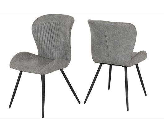 MARLOW & QUEBEC DINING SET (X4 CHAIRS) - WHITE MARBLE/GREY FAUX LEATHER