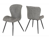 MARLOW & QUEBEC DINING SET (X4 CHAIRS) - WHITE MARBLE/GREY FAUX LEATHER