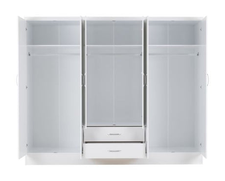 Neptune 6 Door 2 Drawer Mirrored Wardrobe - White Gloss