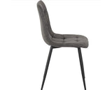 FENTON DINING SET (X4 CHAIRS) - WHITE/DARK GREY SUEDE FABRIC