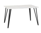 MARLOW & SHELDON DINING SET (X4 CHAIRS) - WHITE MARBLE/IVORY BOUCLE FABRIC