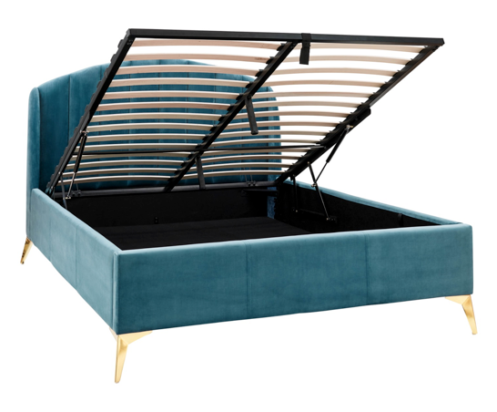 Pippa End Lift Double Ottoman Bed- Teal