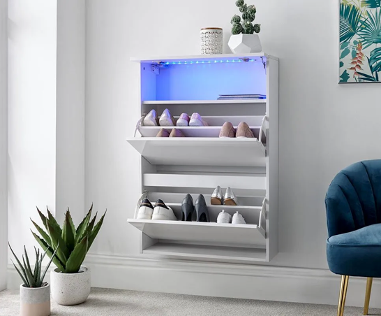 Graze Wall Hanging Two Tier Shoe Cabinet- White