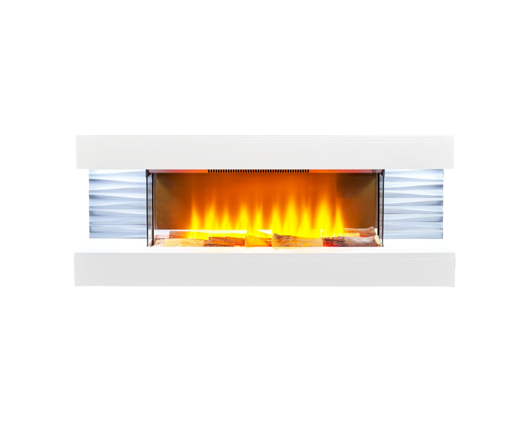 Shelby  WM-9332 Electric Wall Fireplace Suite with Downlights & Remote in Pure White