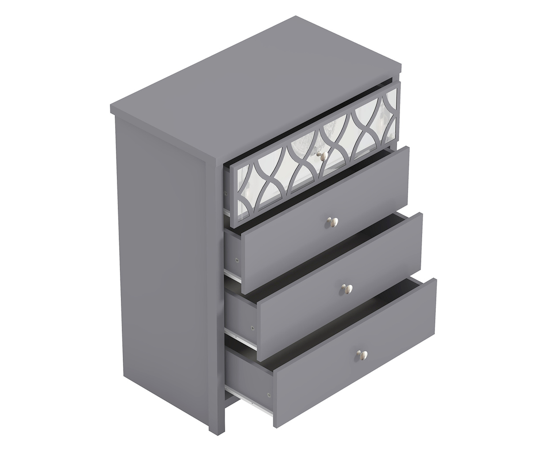 Arlo 4 Drawer Chest with Mirror- Cool Grey