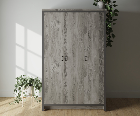 Baxter 3 Door Wardrobe- Grey
