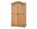 Corona 2 Door Wardrobe - Distressed Waxed Pine
