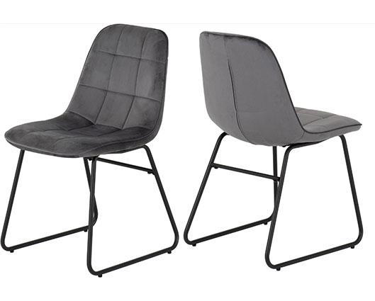 HAMILTON & LUKAS MEDIUM DINING SET (X4 CHAIRS) - MEDIUM OAK EFFECT/GREY VELVET