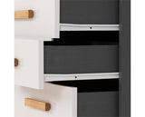 CLEVELAND 3 DRAWER BEDSIDE - WHITE/GREY METAL EFFECT