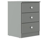 DENVER 3 DRAWER BEDSIDE - GREY GLOSS
