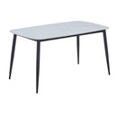 Aspen rectangular dining table, gloss white sintered stone top with black tapered legs
