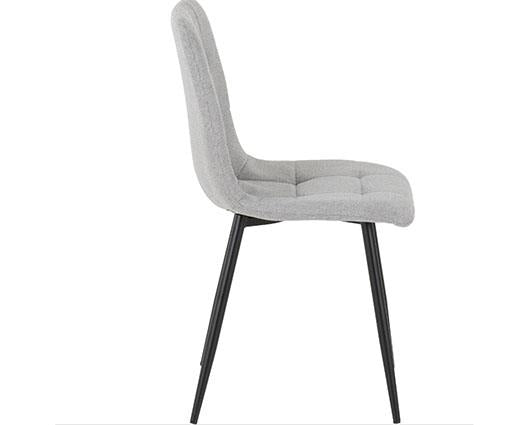 FENTON DINING SET (X6 CHAIRS) - WHITE/LIGHT GREY FABRIC