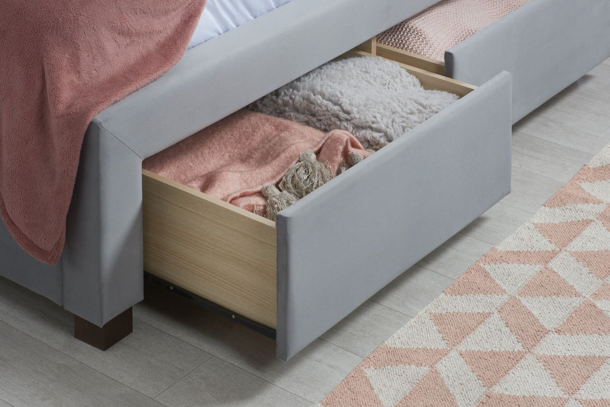 Woodbury King Bed with Drawers - Grey