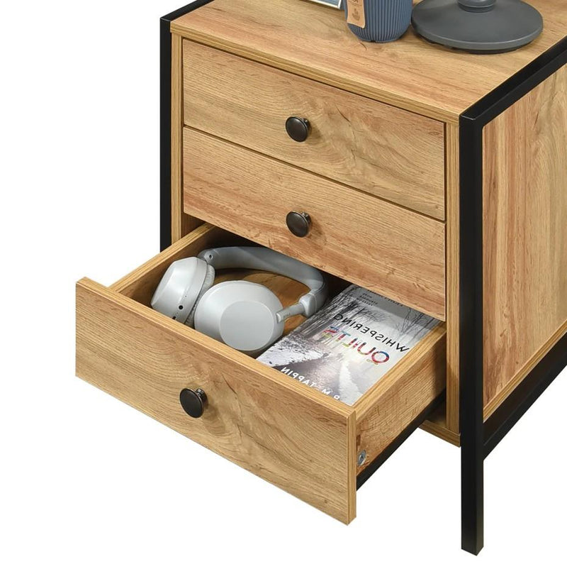 Alva 3 Drawer Bedside - Wotan Oak