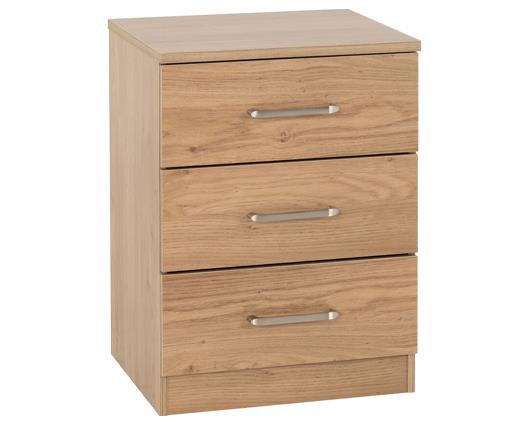 DAKOTA 3 DRAWER BEDSIDE - OAK EFFECT