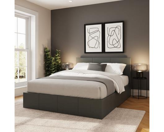Serena Small Double Side Lift Ottoman Bed-Grey PU