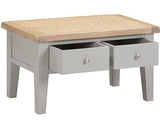 WINDSOR 2 DRAWER COFFEE TABLE - PEBBLE GREY/OAK
