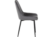 MARLOW & AVERY DINING SET (X4 CHAIRS) - WHITE MARBLE/GREY VELVET