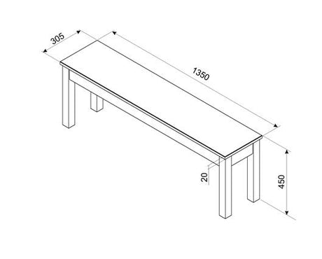 Corona linea bench grey for 1500mm table
