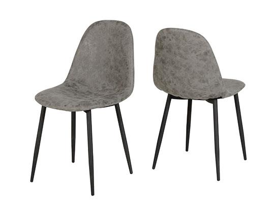 MARLOW & ATHENS DINING SET (X4 CHAIRS) - BLACK MARBLE/GREY FAUX LEATHER