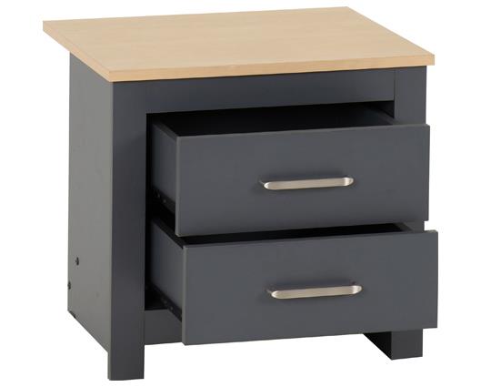 PORTLAND 2 DRAWER BEDSIDE - GREY/OAK EFFECT