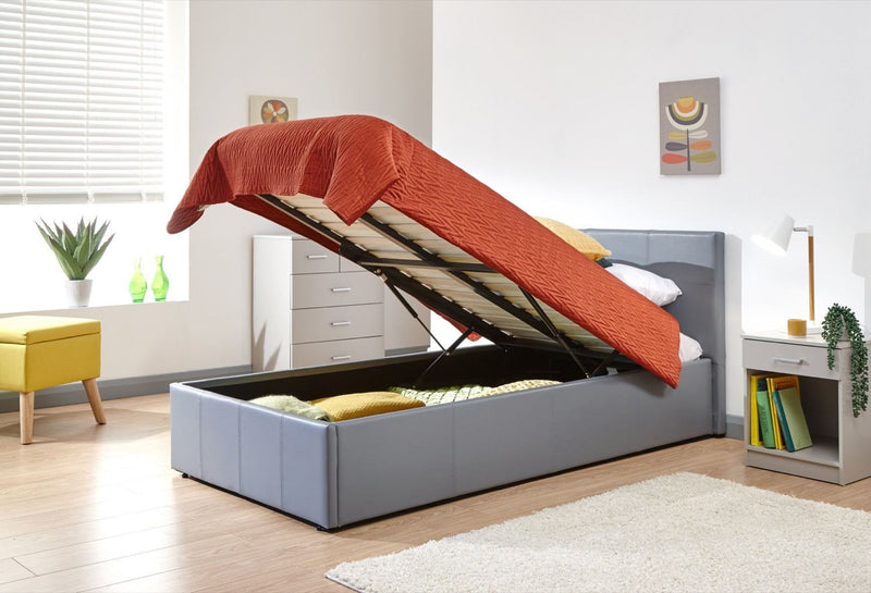 Single End Lift Ottoman Bed-Grey PU