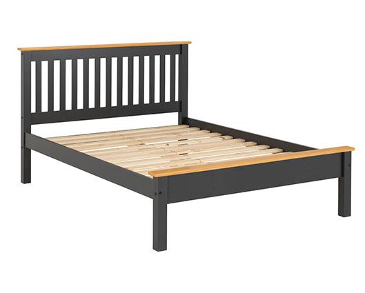 MONACO 5' LOW END BED - DARK GREY/OAK EFFECT
