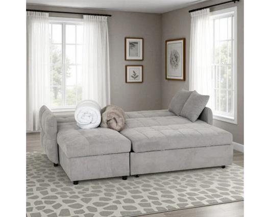 Chelsea Corner Sofa Bed - Silver Grey Fabric