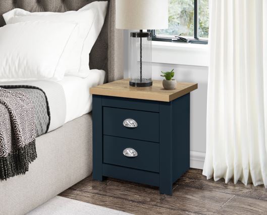 Harper 2 Drawer Bedside-Navy