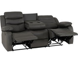 Roma 3 Seater Recliner Sofa - Grey Faux Leather