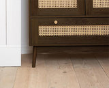 Croxley 2 Door 1 Drawer Rattan Wardrobe - Walnut