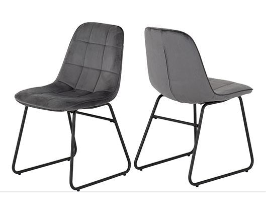 QUEBEC WAVE & LUKAS DINING SET (X4 CHAIRS) - MEDIUM OAK EFFECT/GREY VELVET