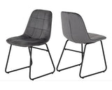 QUEBEC WAVE & LUKAS DINING SET (X4 CHAIRS) - MEDIUM OAK EFFECT/GREY VELVET